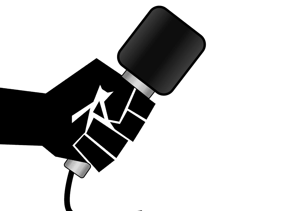 hands holds microphone image