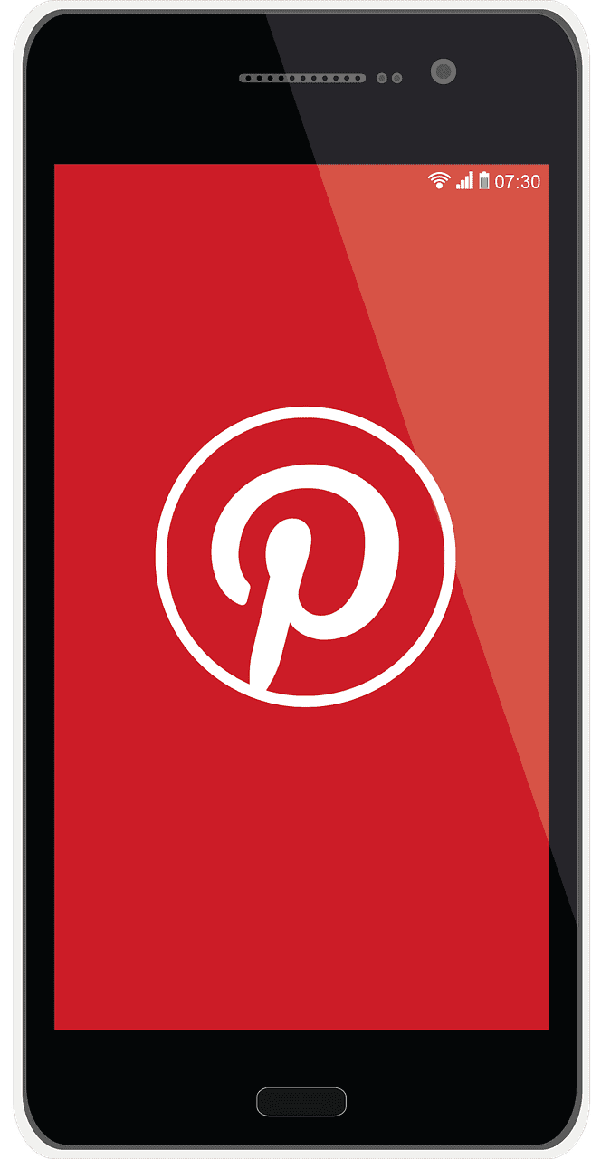 Pinterest symbol on smartphone visual search