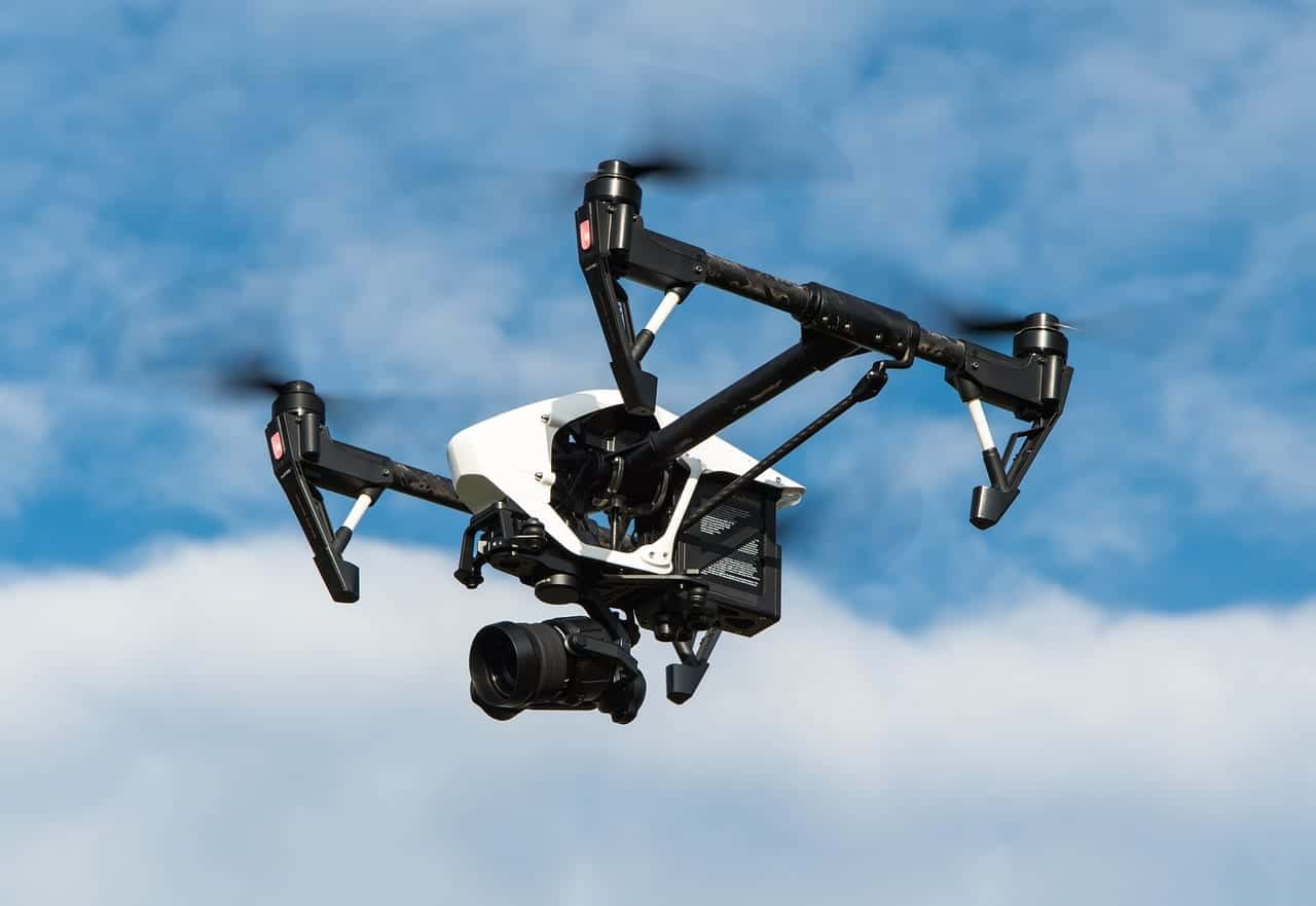 drone with blue sky behind it