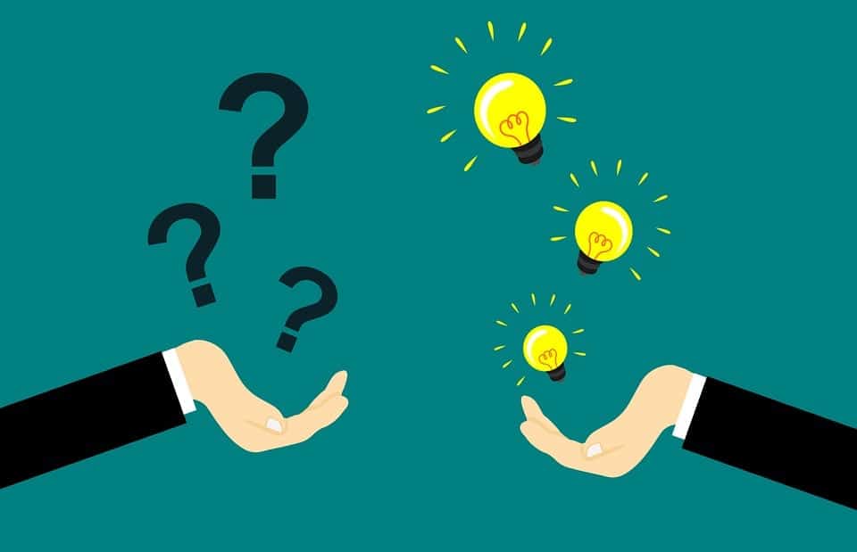question marks and lightbulbs