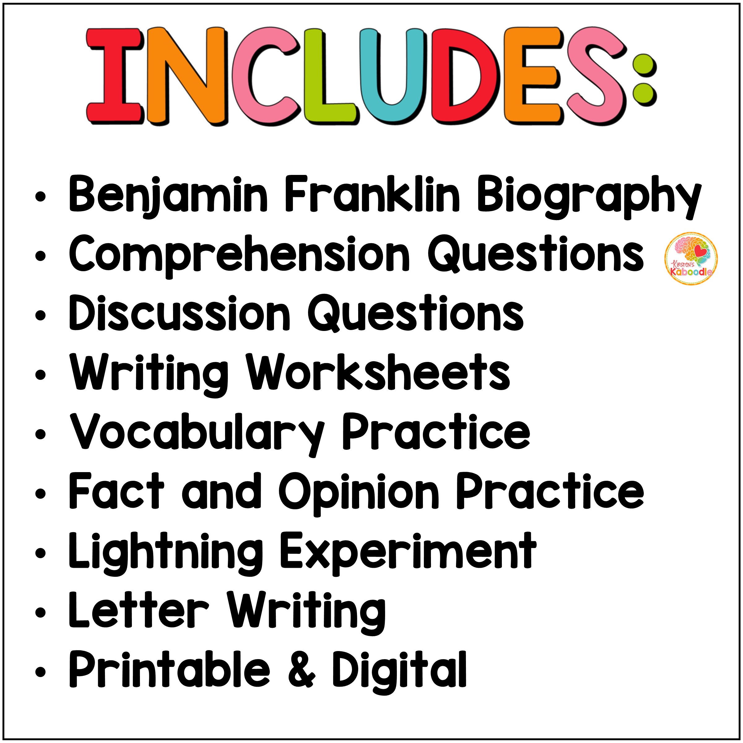 I am Benjamin Franklin by Brad Meltzer Literature Unit Activities - Image 2