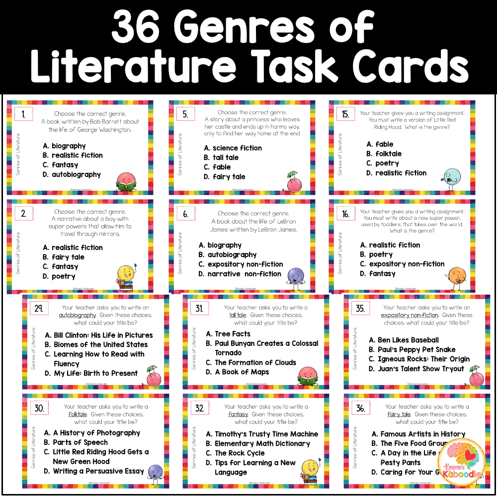 genres-of-literature-task-cards-activities