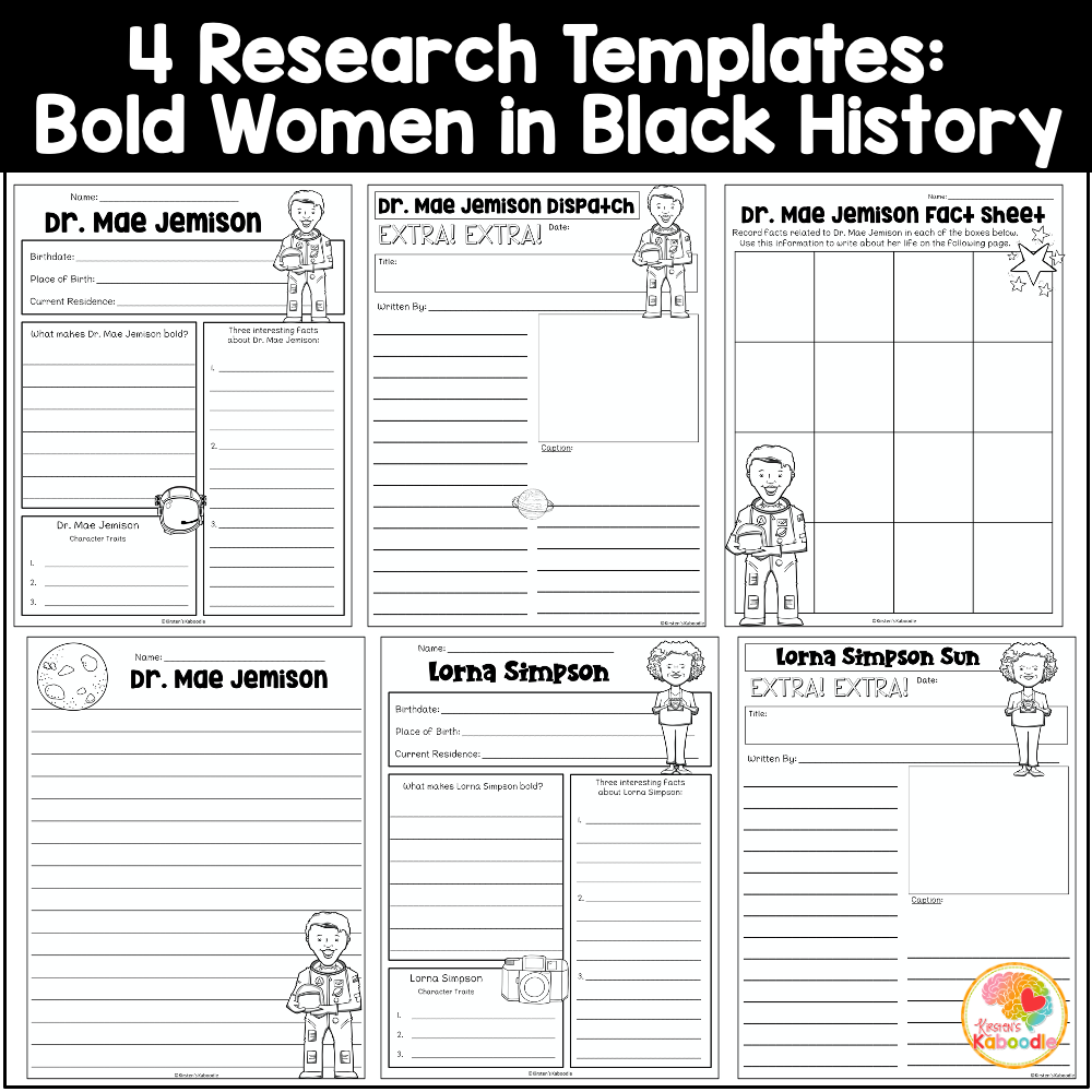 little leaders: bold women in black history research templates