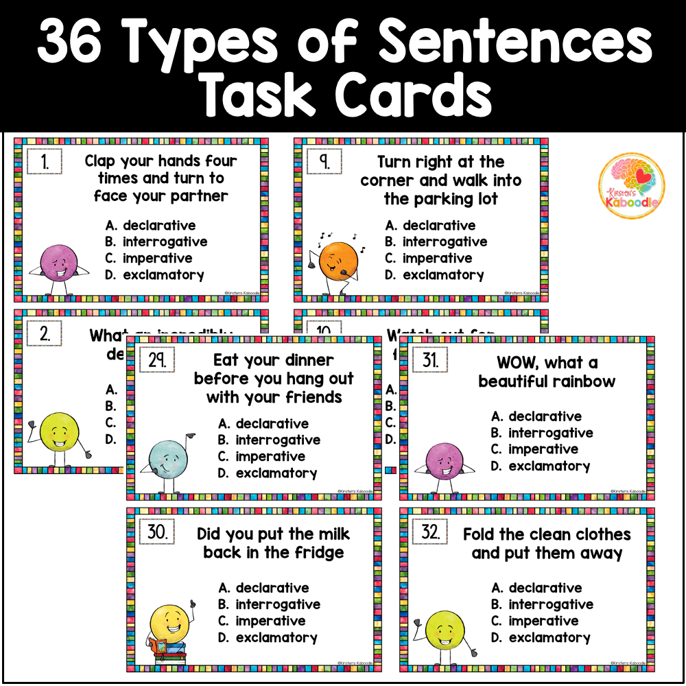 types-of-sentences-task-cards
