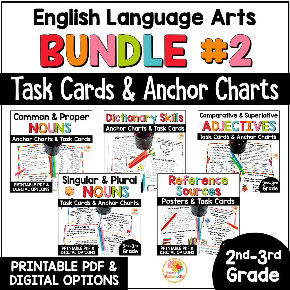 language-arts-task-cards-activities-2nd-3rd-grade