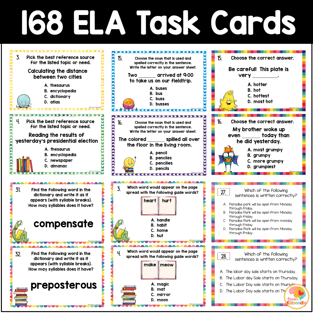 language-arts-task-cards-activities-2nd-grade