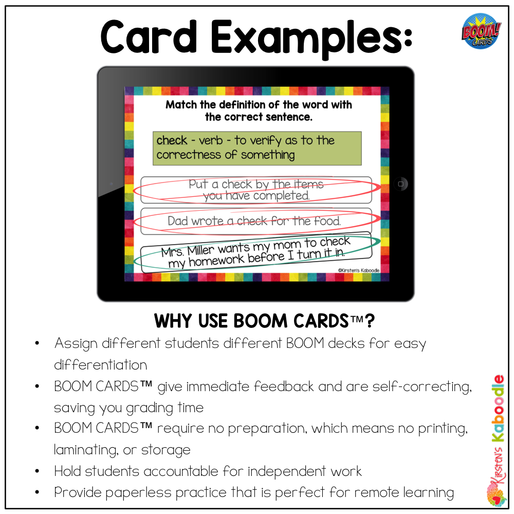 Multiple Meaning Words BOOM CARDS ™ Digital Task Cards for Homonyms - Image 3