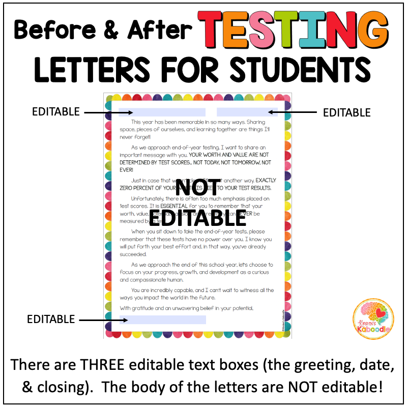 Before & After State Testing Letters to Students: Testing Encouragement from the Teacher - Image 3