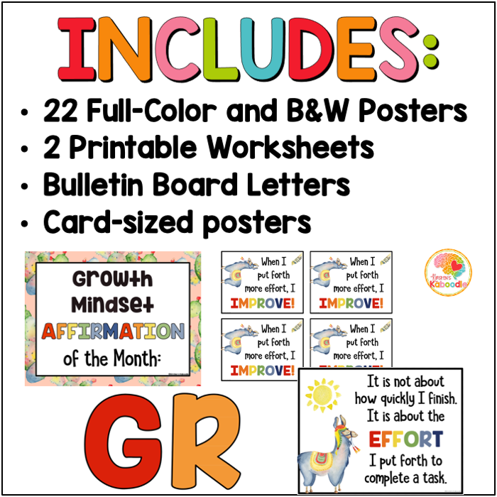 llama-theme-growth-mindset-posters-bulletin-board