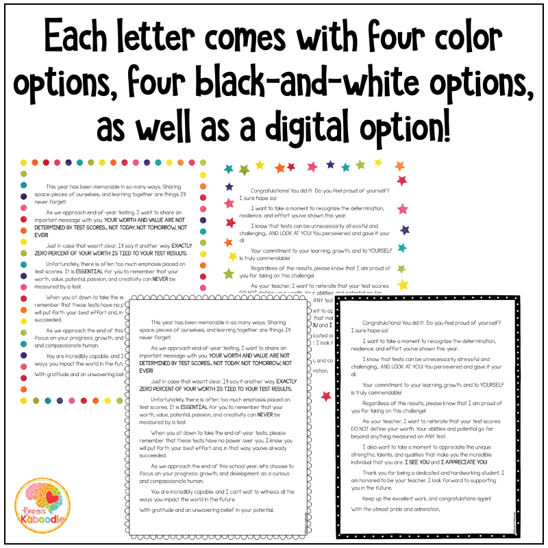 Before & After State Testing Letters to Students: Testing Encouragement from the Teacher - Image 4