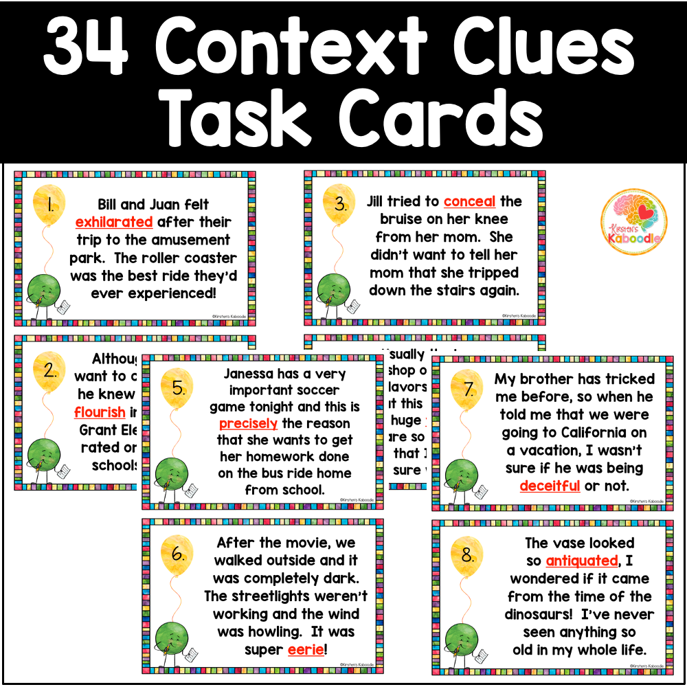 context-clues-anchor-charts-and-task-cards-4th-grade