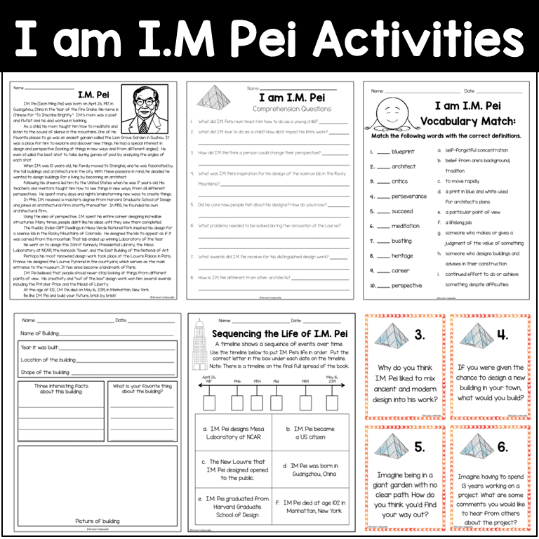 I am I.M. Pei by Brad Meltzer Literature Unit Activities w/ Digital Option - Image 3
