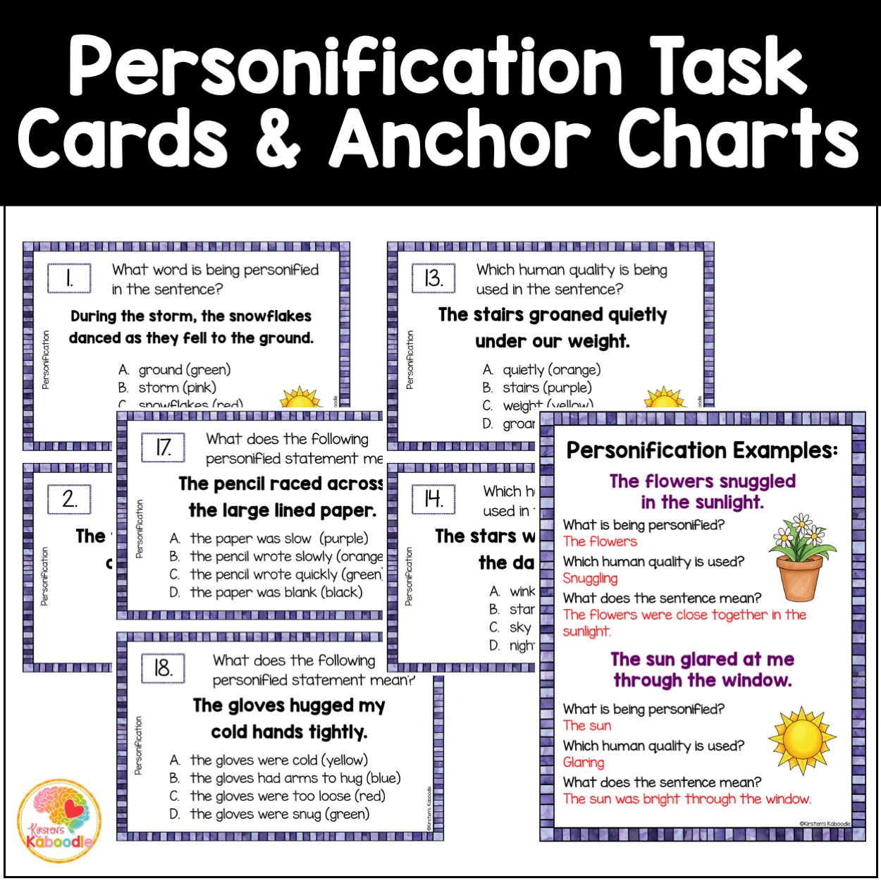 Personification Pixel Art Color by Code Task Cards Activity Coloring Page: Print & Digital - Image 3