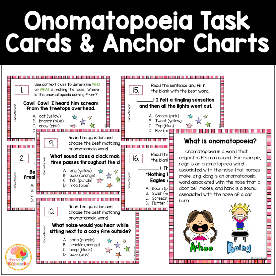 Onomatopoeia Pixel Art Color by Code Task Cards Activity Coloring Page: Print & Digital - Image 3