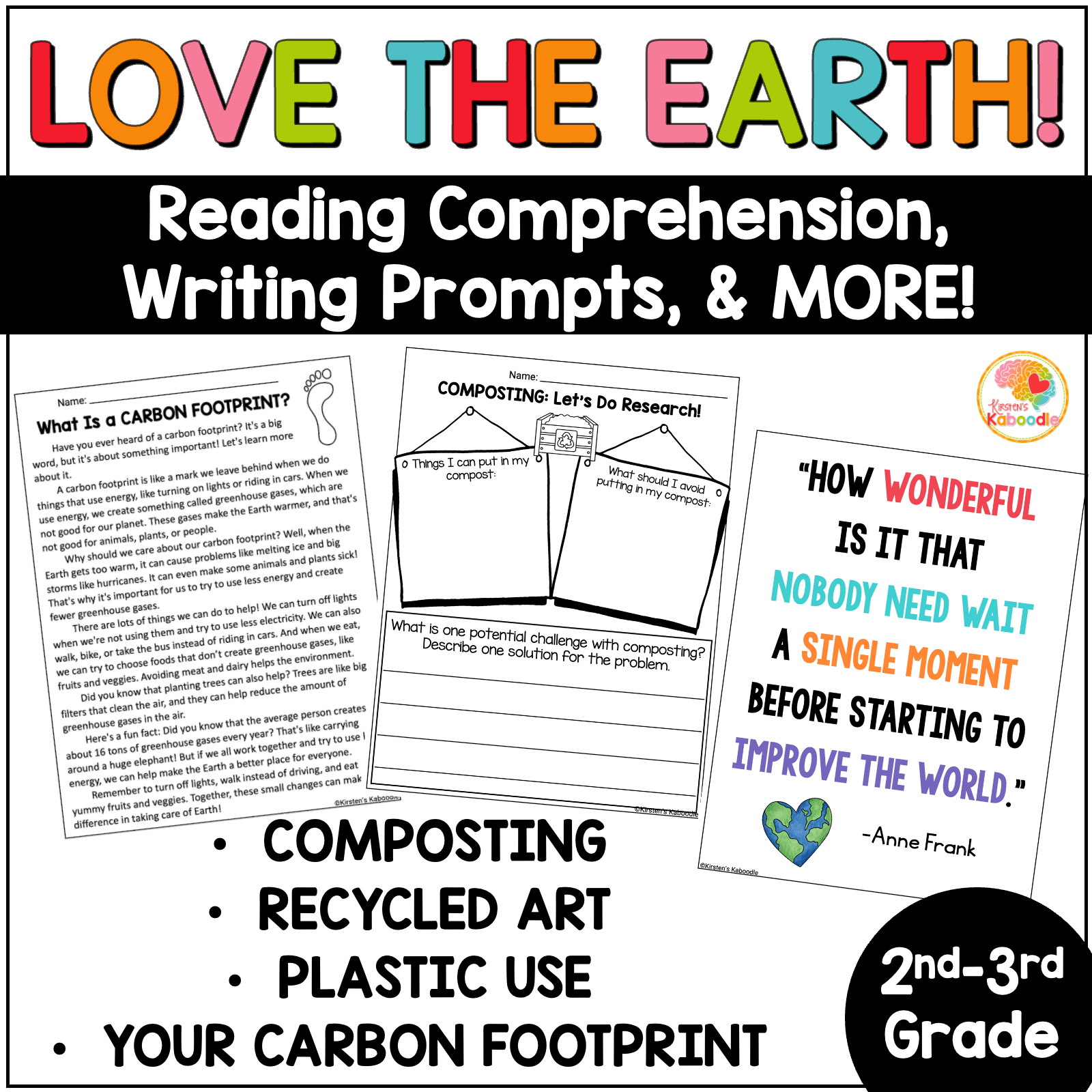Earth Day Activities: Writing Prompts, Reading Passages, Comprehension, & MORE!