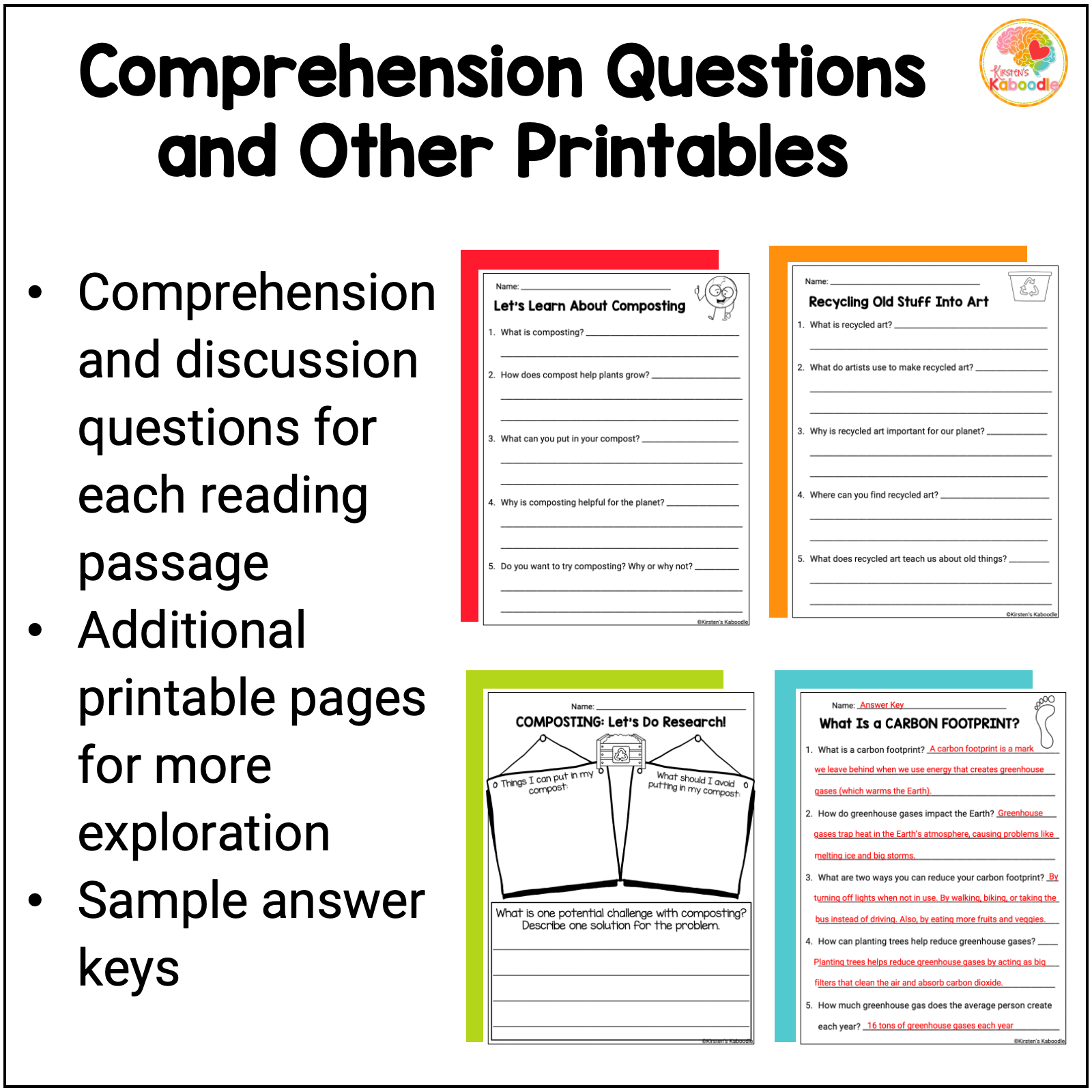 Earth Day Activities: Writing Prompts, Reading Passages, Comprehension, & MORE! - Image 3