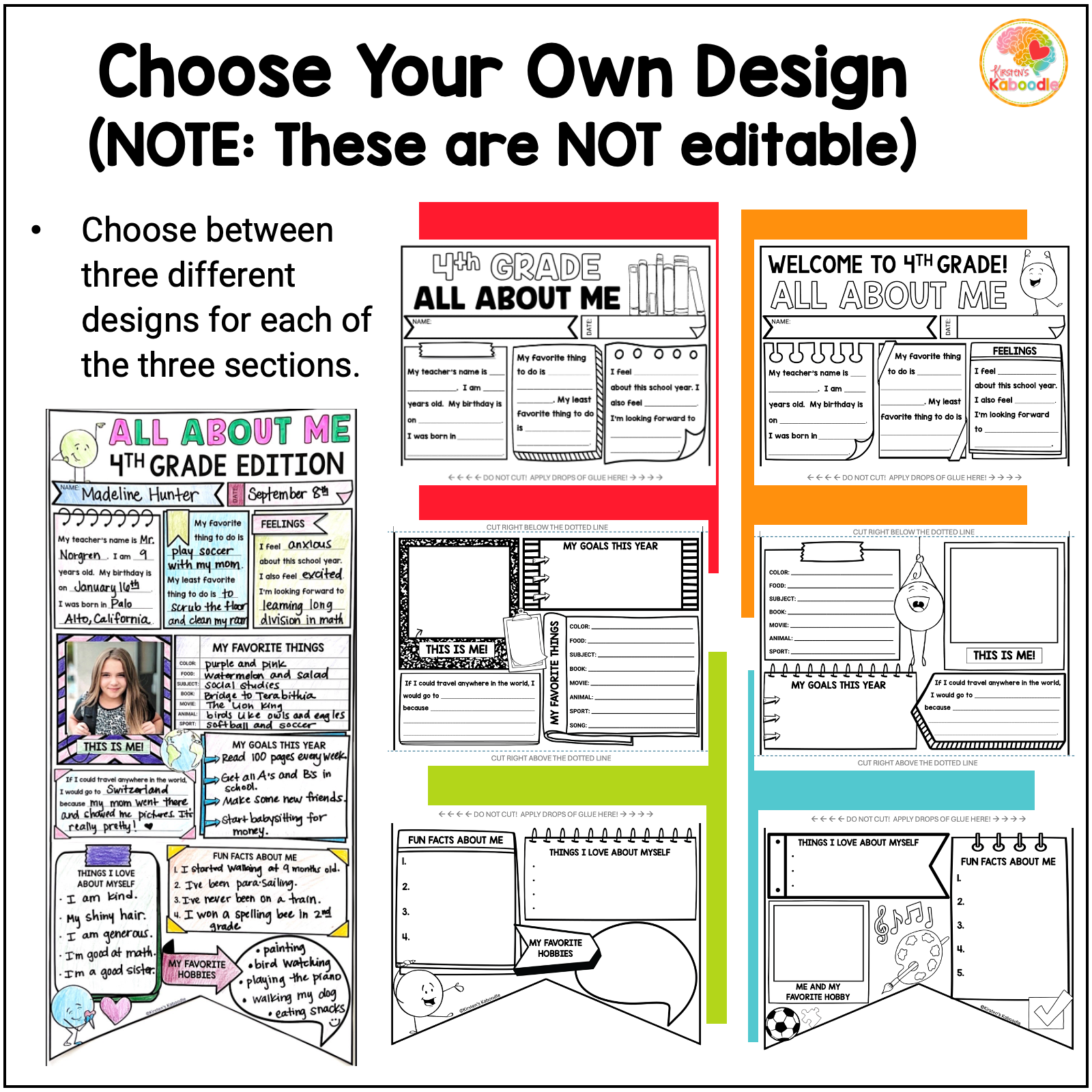 4th Grade All About Me Banner Poster Activity: First Day of First Week of School Craft - Image 3