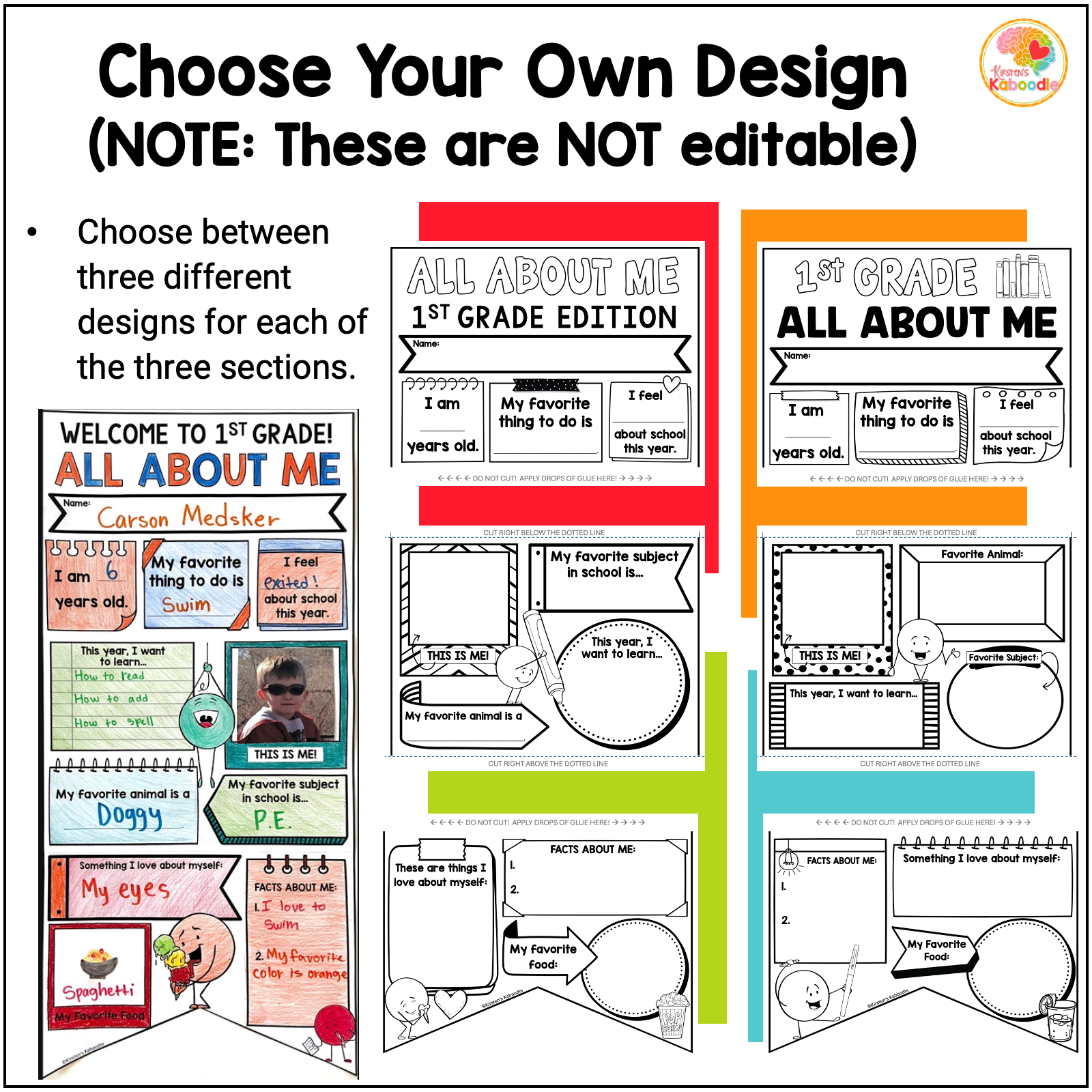 1st Grade All About Me Banner Poster Activity: First Day of First Week of School Craft - Image 3