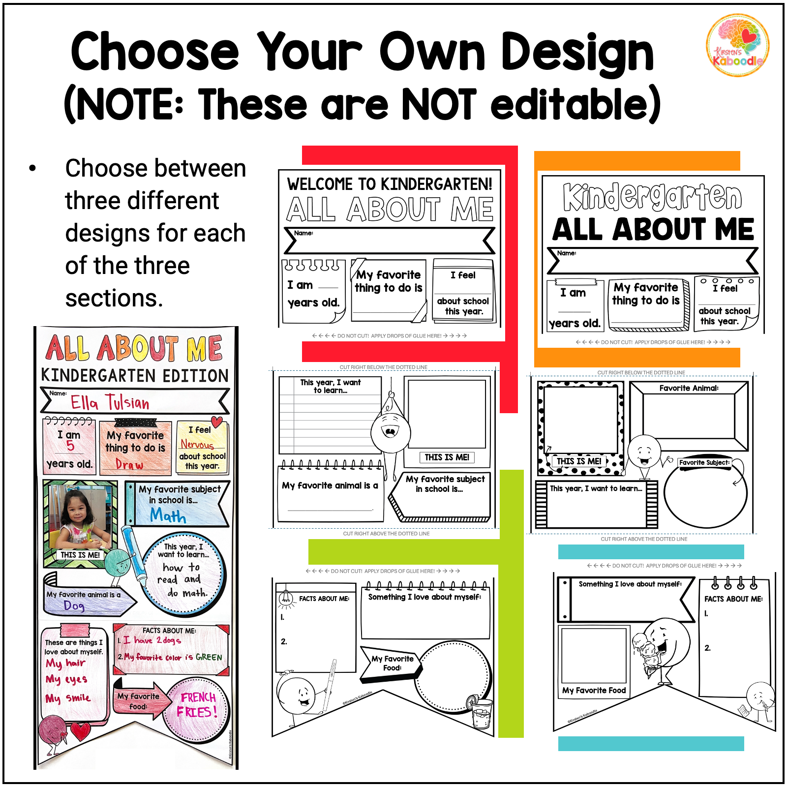 Kindergarten All About Me Banner Poster Activity: First Day of First Week of School Craft - Image 3