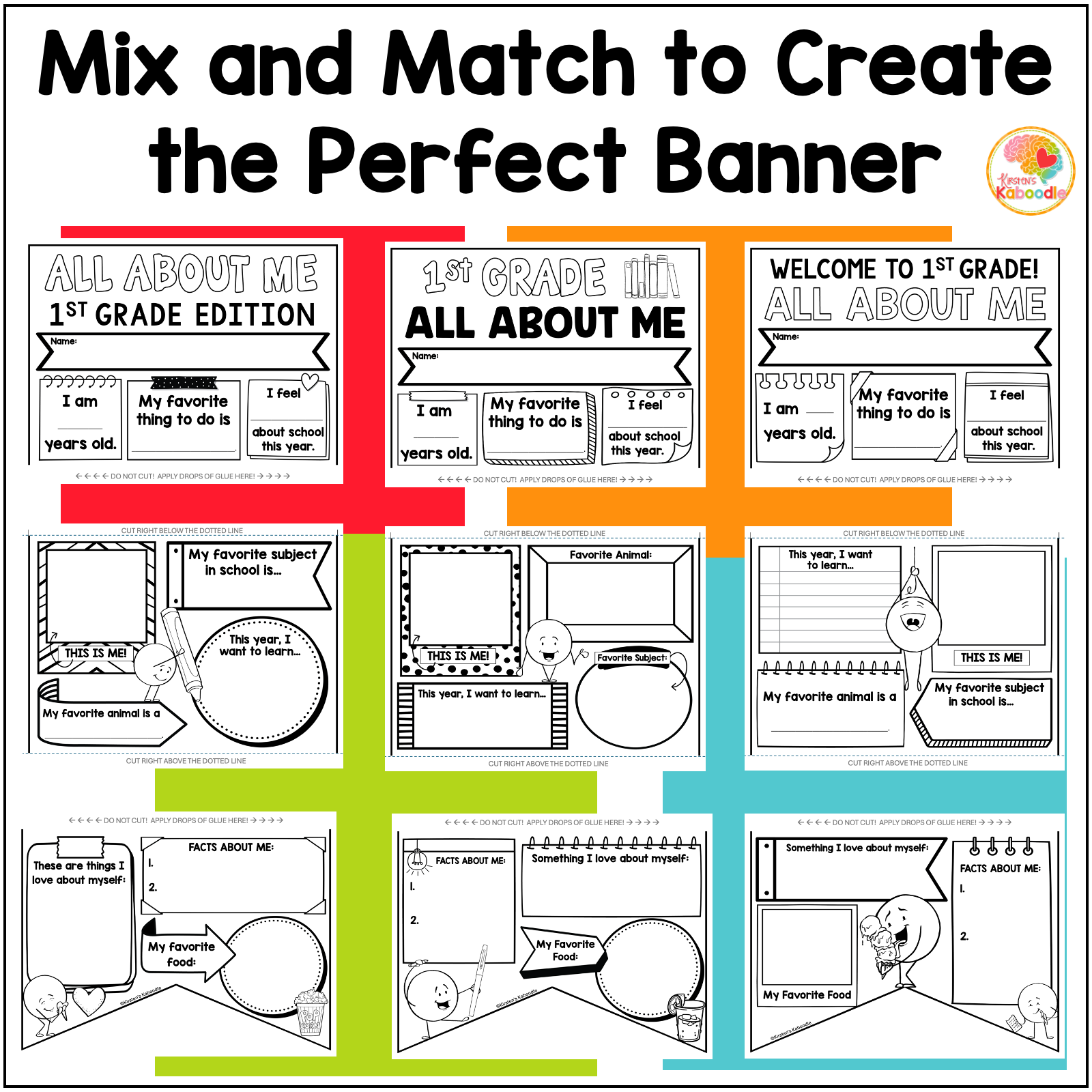 1st Grade All About Me Banner Poster Activity: First Day of First Week of School Craft - Image 4