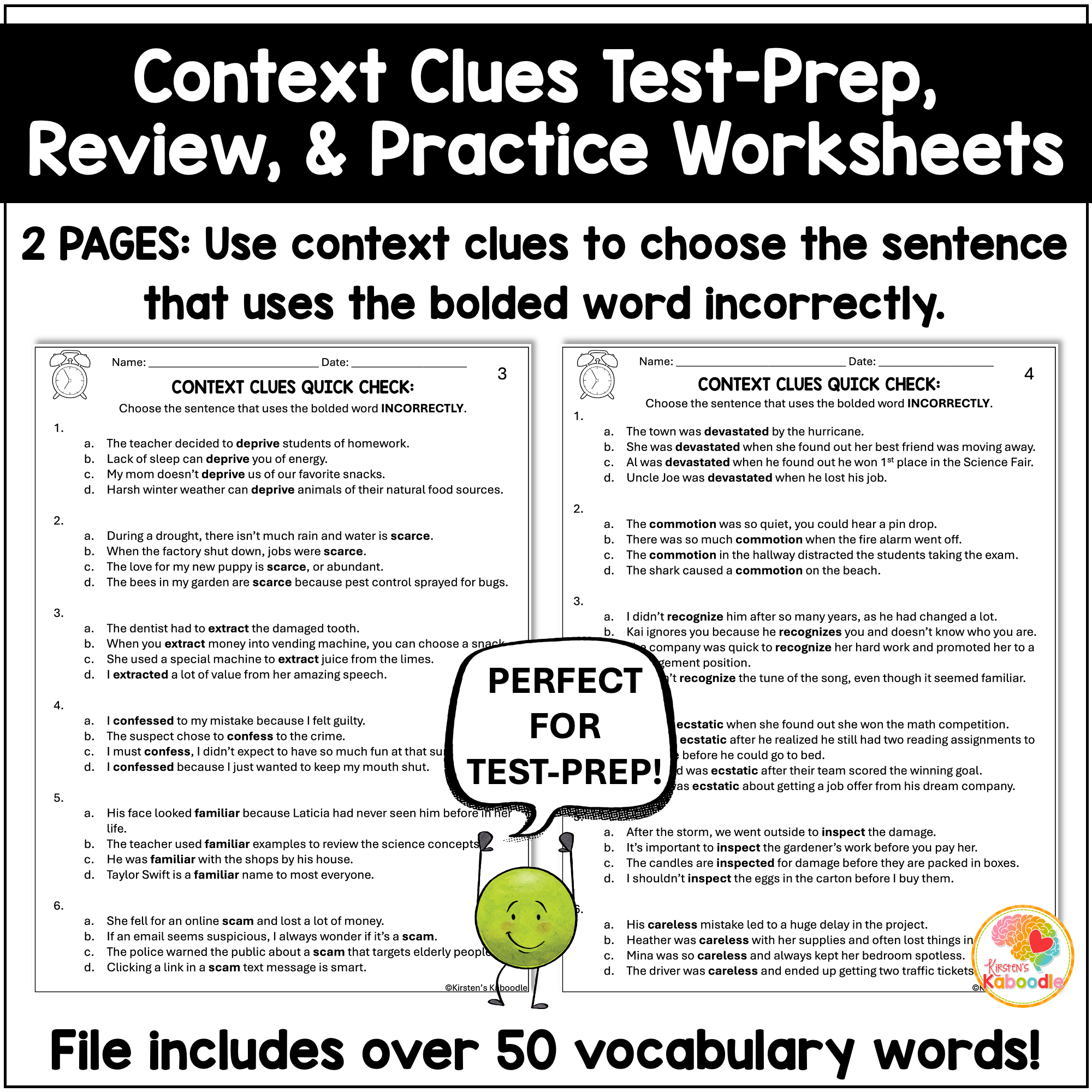 context-clues-worksheets-test-prep-4th-5th-grade-review