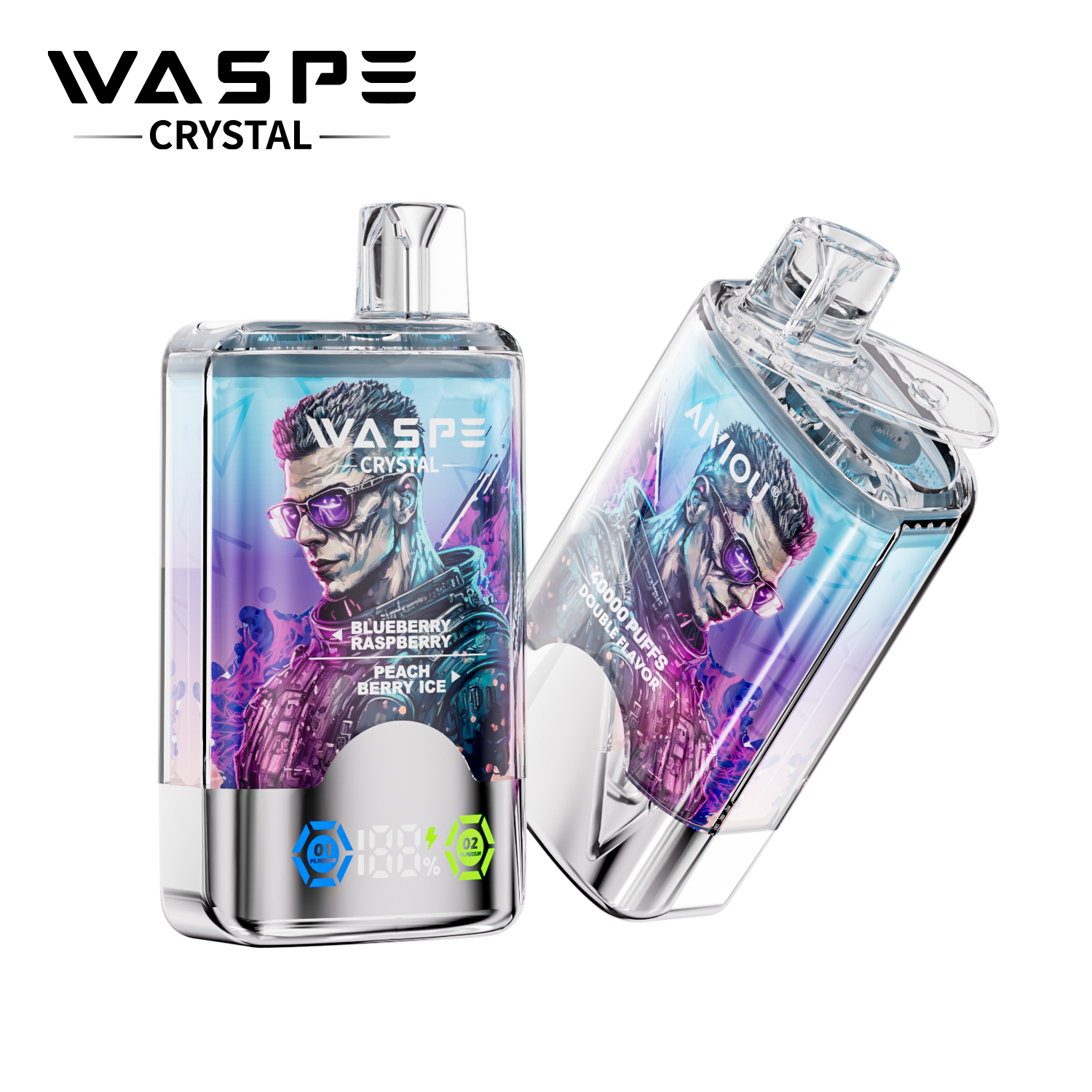 WASPE Crystal 40000 Blueberry Raspberry & Peach Berry Ice