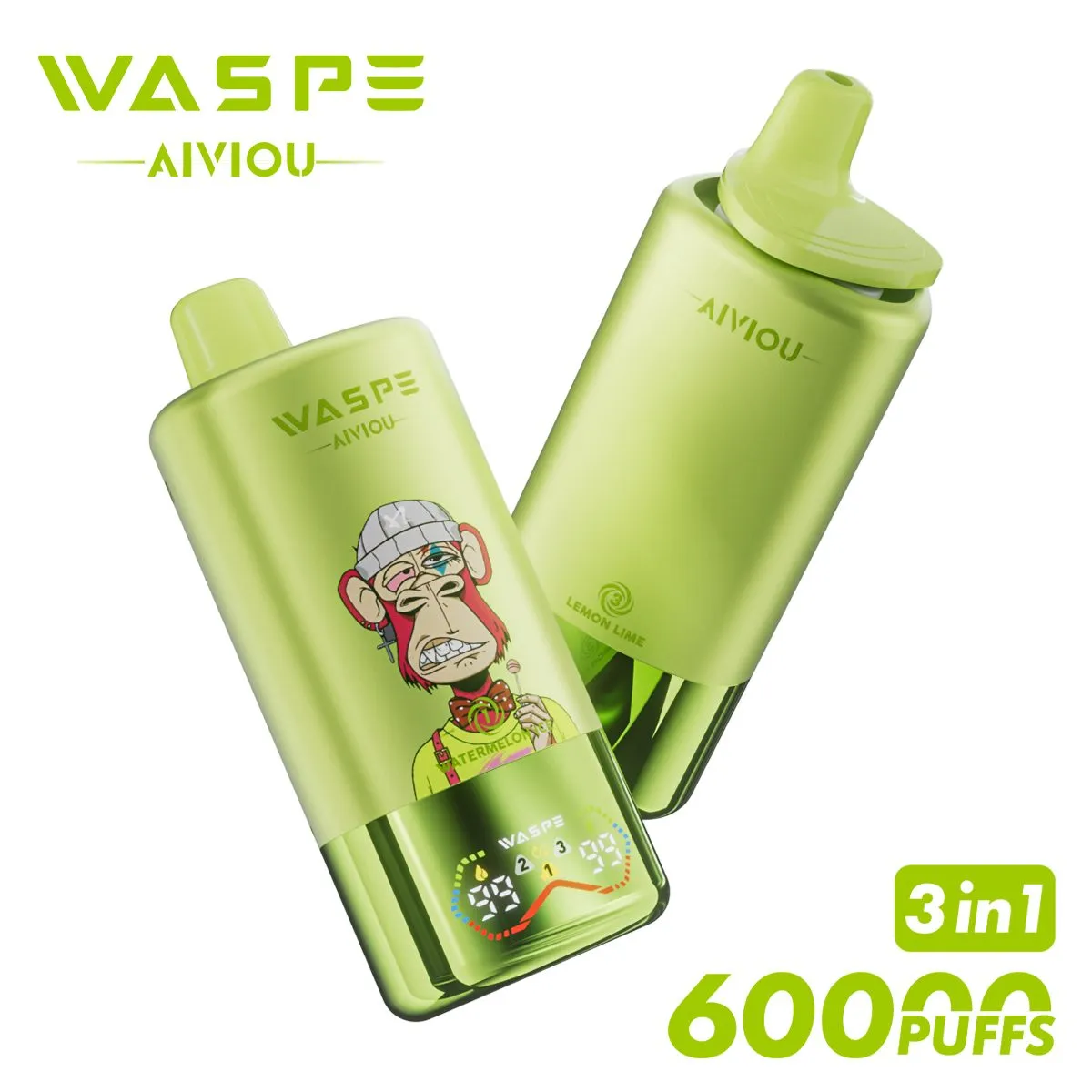 WASPE AIVIOU 60000 Watermelon Ice & Strawberry Kiwi & Lemon Lime