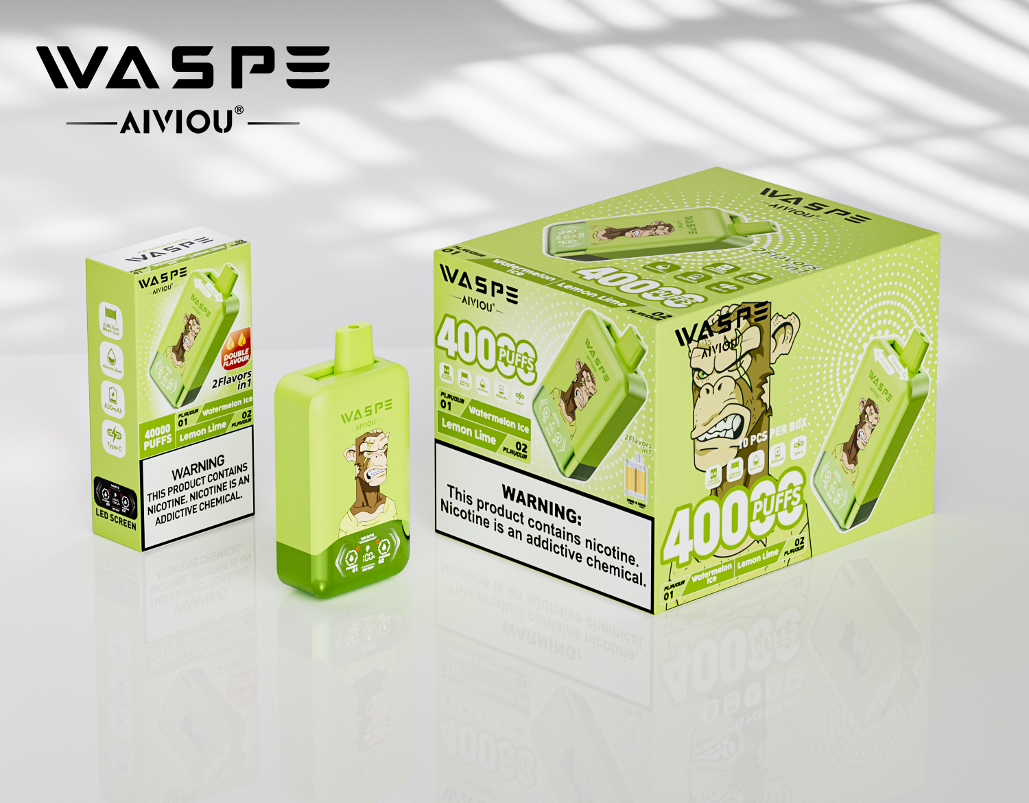 WASPE AIVIOU 40000 Watermelon Ice & Lemon Lime - Imagen 3