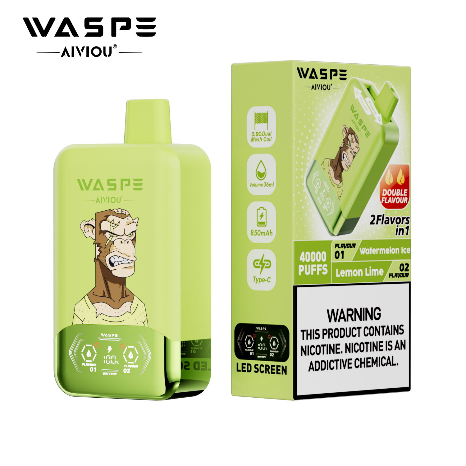 WASPE AIVIOU 40000 Watermelon Ice & Lemon Lime - Imagen 2