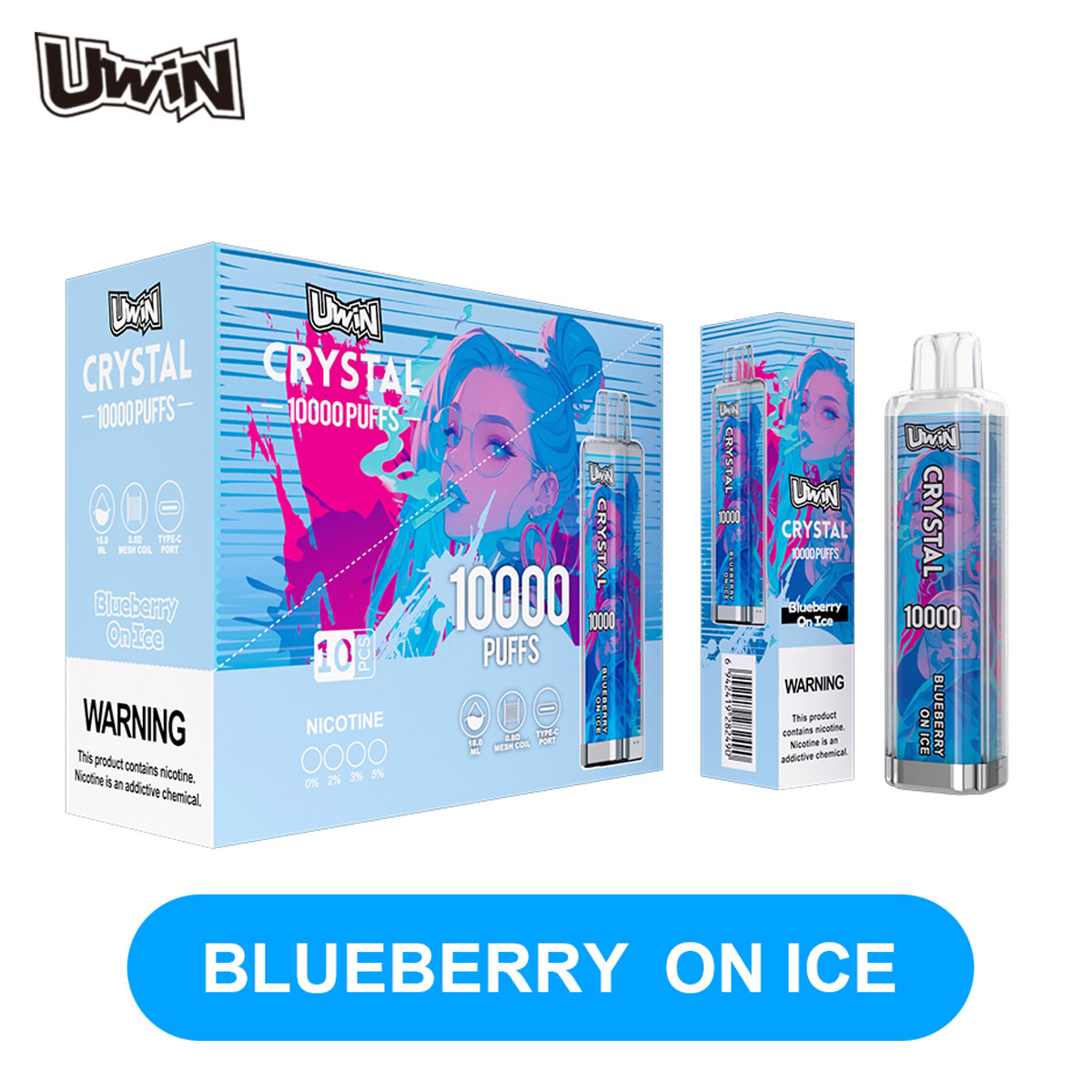 Uwin Crystal 10000 Blueberry On Ice – Bild 2