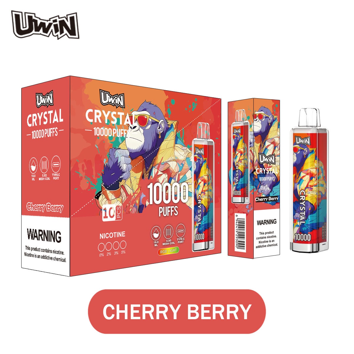 Uwin Crystal 10000 Cherry Berry – Bild 2