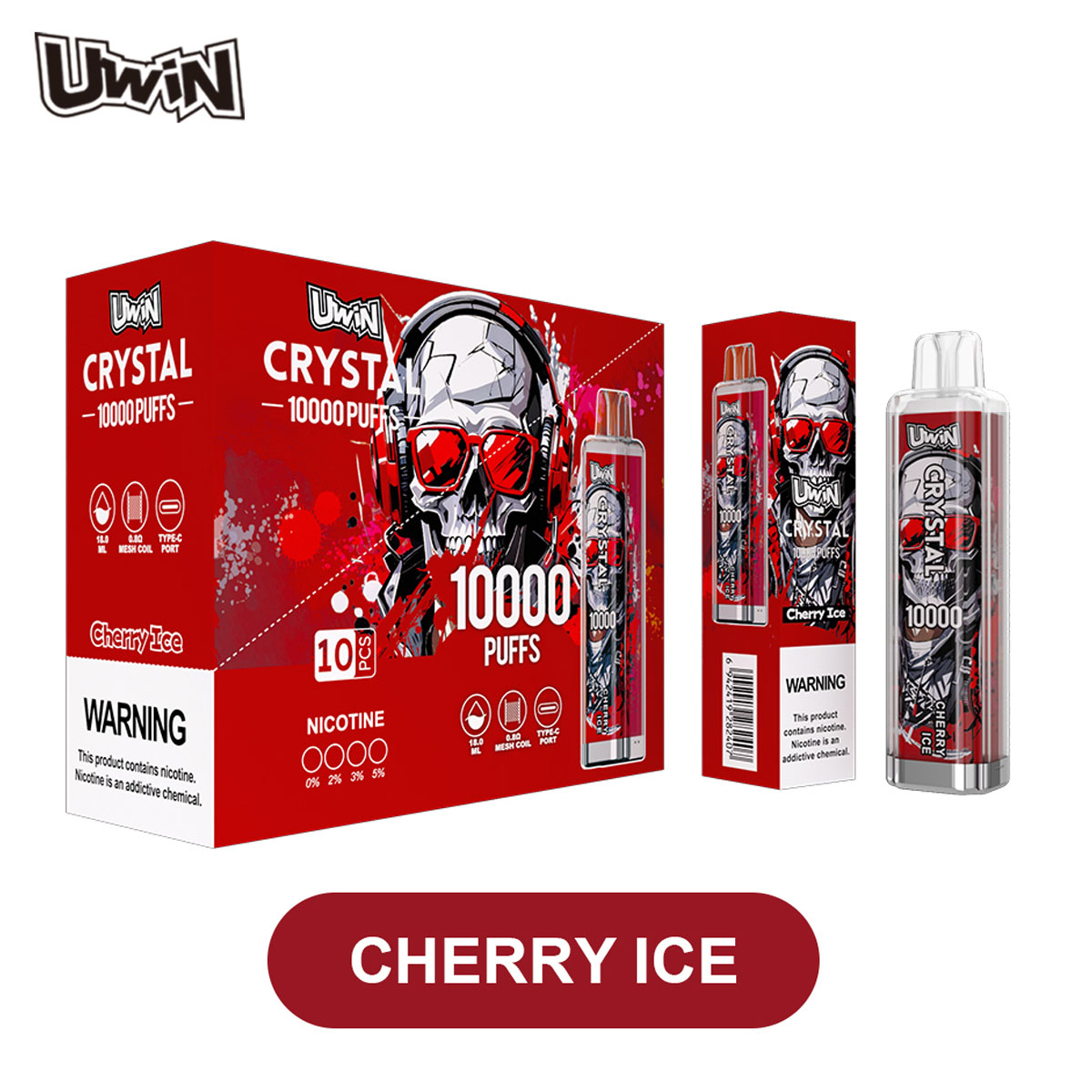 Uwin Crystal 10000 Cherry Ice – Bild 2