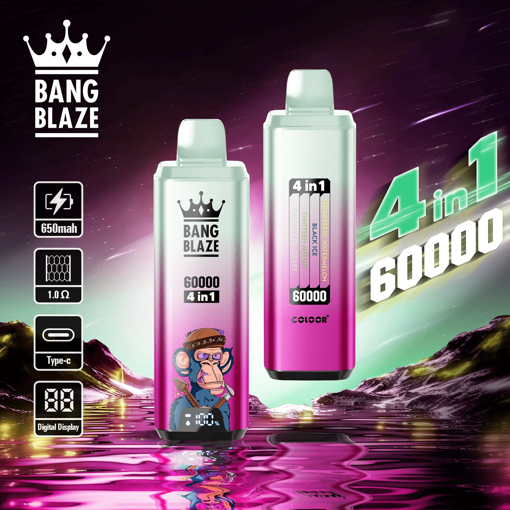 Bang Blaze 60000 Strawberry Watermelon & Black Ice & Thirteen Melon & Cranberry Grape