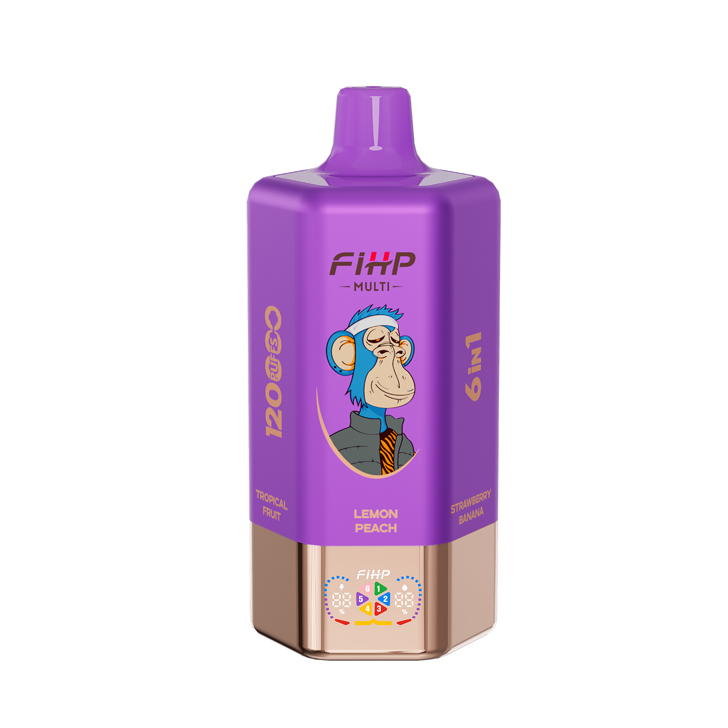 FIHP 120K 6in1 Lemon Peach & Strawberry Banana & Double Apple & Raspberry Watermelon & Sour Mango & Pineapple & Tropical Fruit – Bild 4