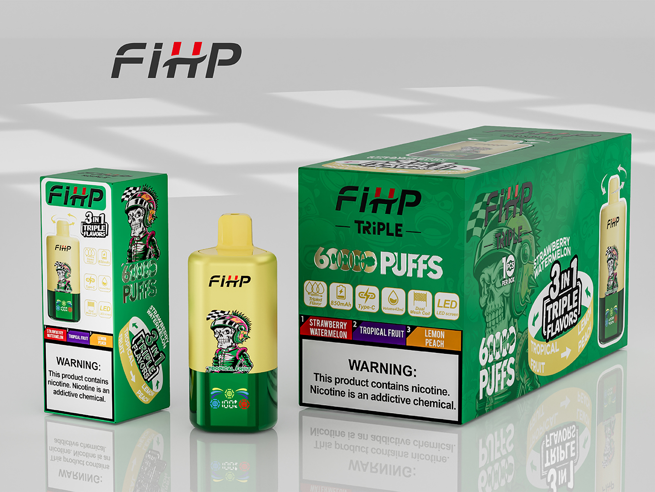 FIHP 60000 3in1 Tropical Fruit & Strawberry Watermelon & Lemon Peach – Bild 3