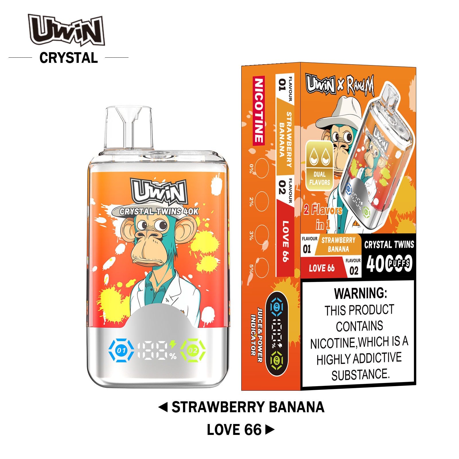 Uwin Crystal Twins 40K Strawberry Banana & Love 66 – Bild 2