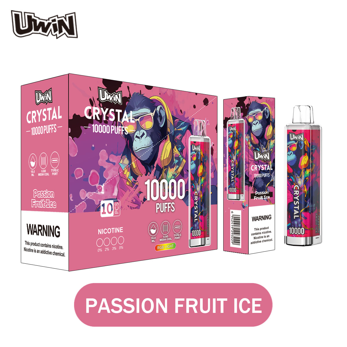 Uwin Crystal 10000 Passion Fruit Ice – Bild 2