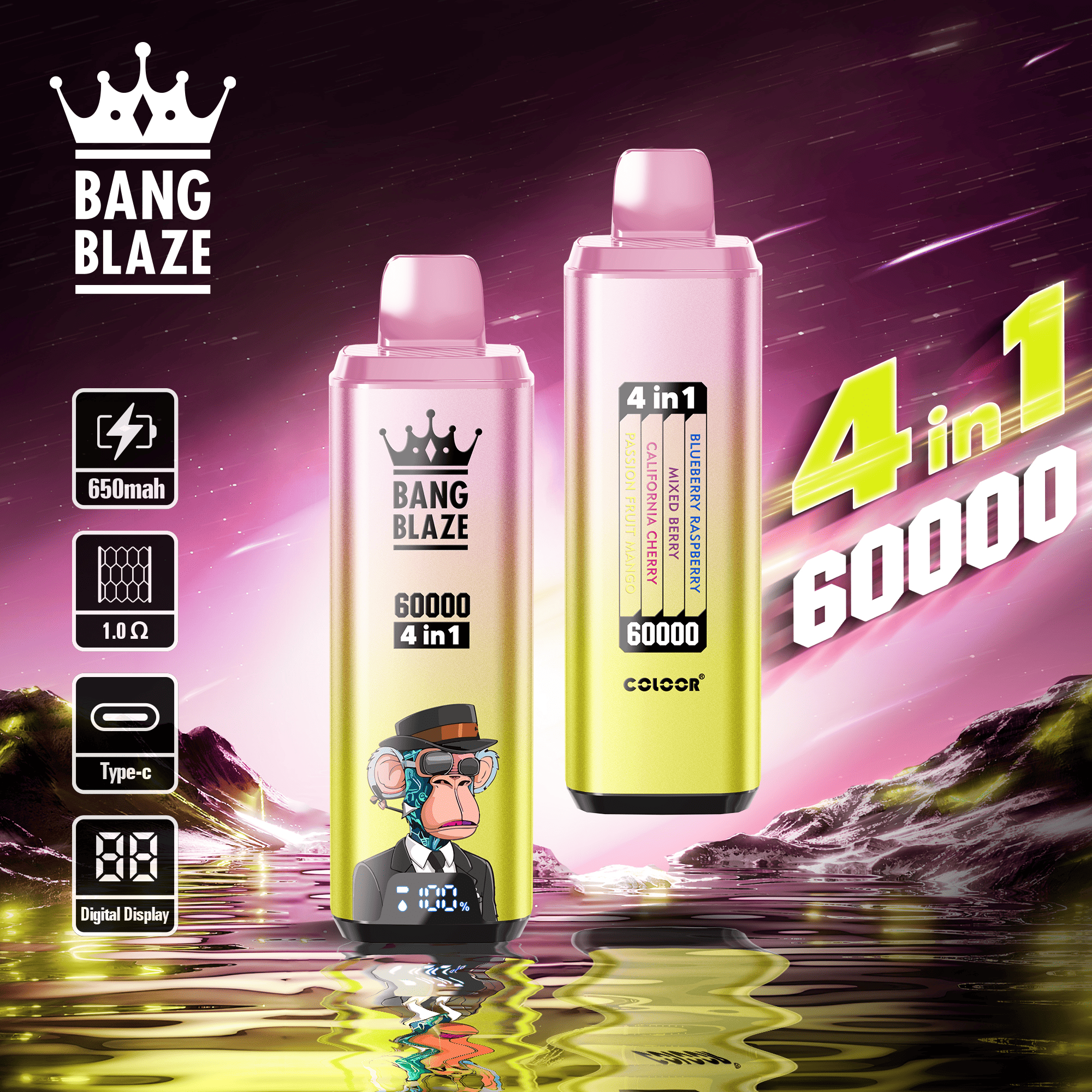 Bang Blaze 60000 Blueberry Raspberry & Mixed Berry & California Cherry & Passion Fruit Mango