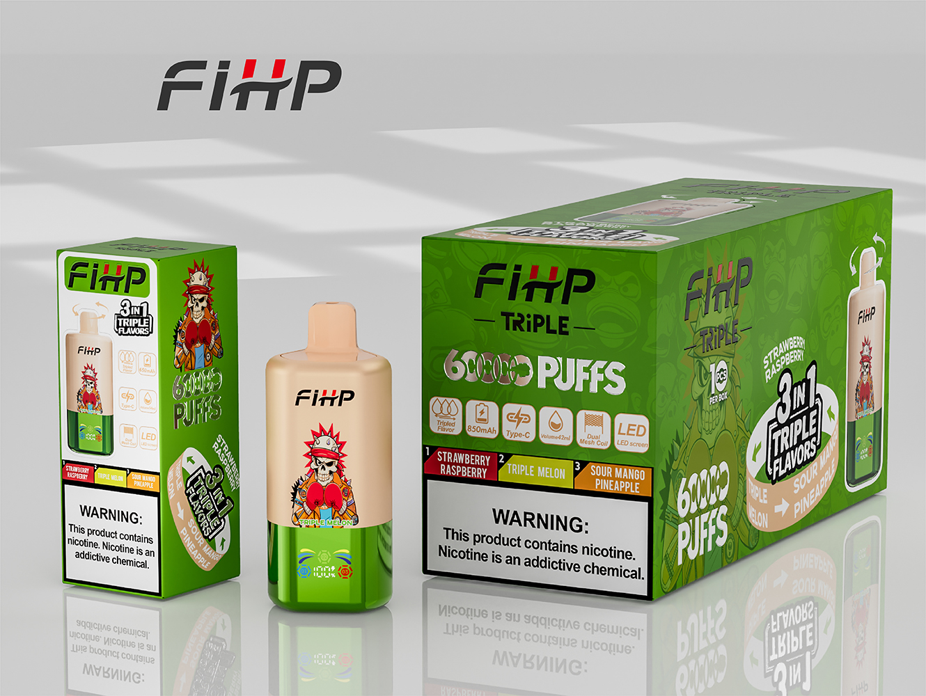 FIHP 60000 3in1 Strawberry Raspberry & Triple Melon & Sour Mango Pineapple – Bild 3