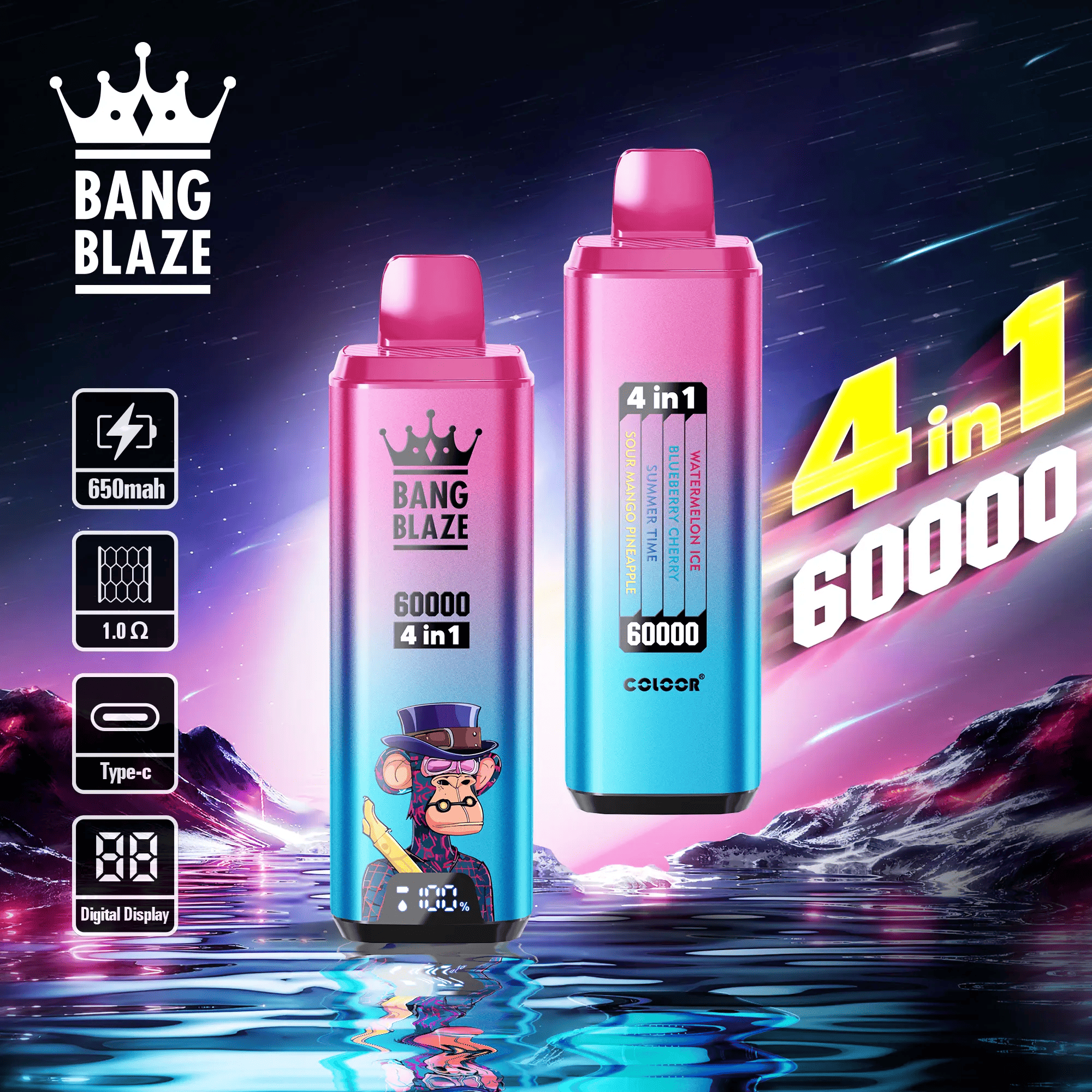 Bang Blaze 60000 Watermelon Ice & Blueberry Cherry & Summer Time & Sour Mango Pineapple