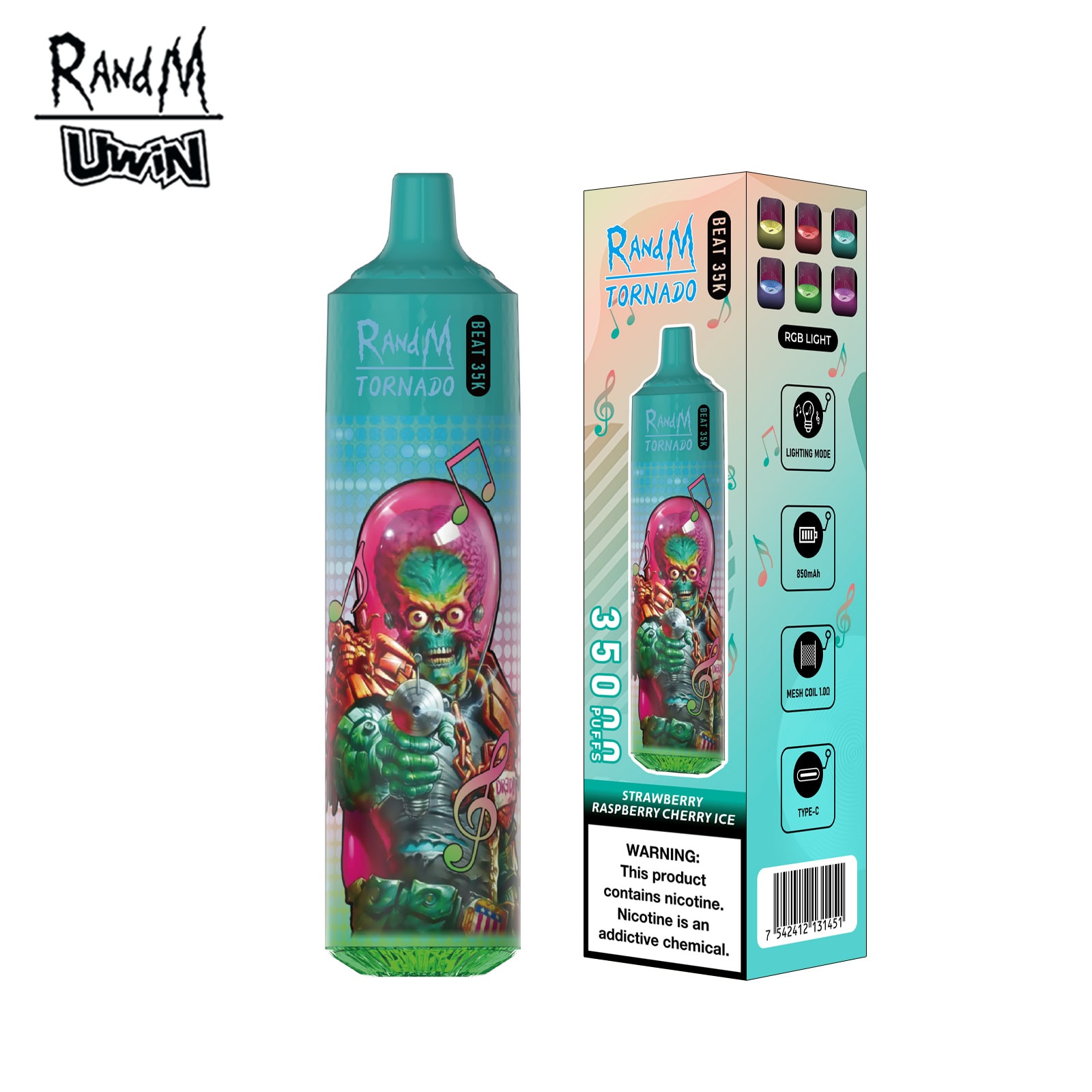 Uwin RandM Tornado Beat 35K Strawberry Raspberry Cherry Ice – Bild 2