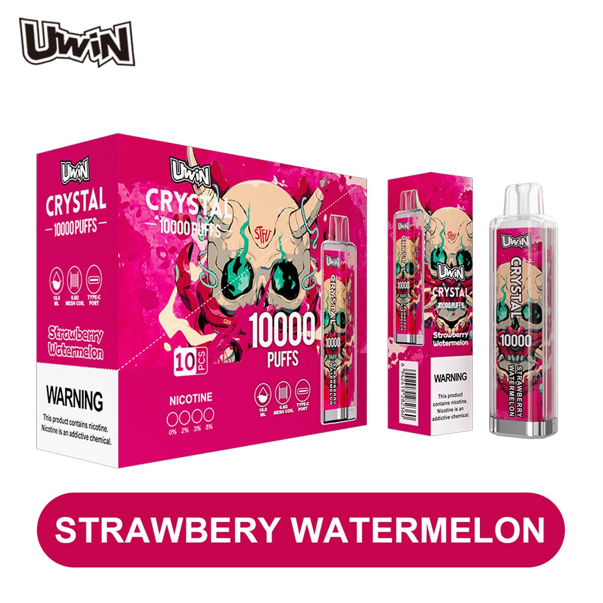 Uwin Crystal 10000 Strawberry Watermelon – Bild 2
