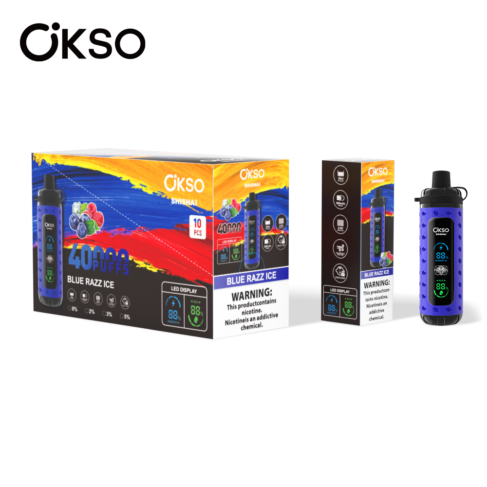 OKSO Shisha Max 40000 Blue Razz Ice – Bild 2
