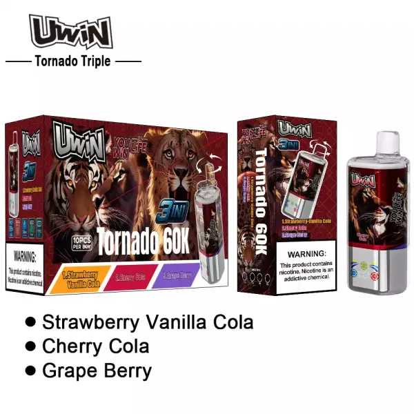 Uwin Tornado Triple 60K Cherry Cola & Strawberry Vanilla Cola & Grape Berry – Bild 3