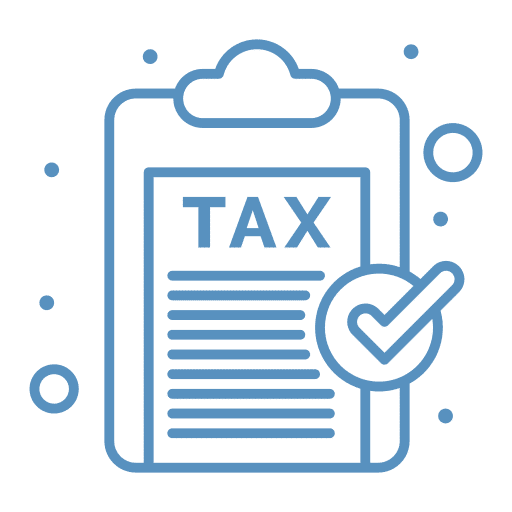 Tax document with checkmark icon, symbolizing approval or validation of tax-related paperwork.