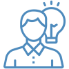 Person with light bulb icon representing innovation and ideas.