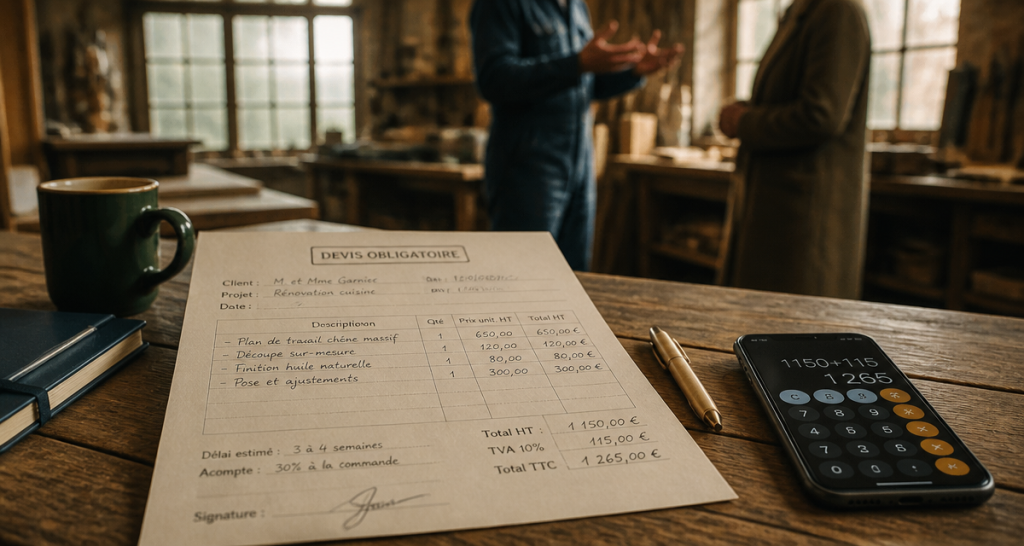 devis obligatoire à partir de quel montant, artisan et client en atelier