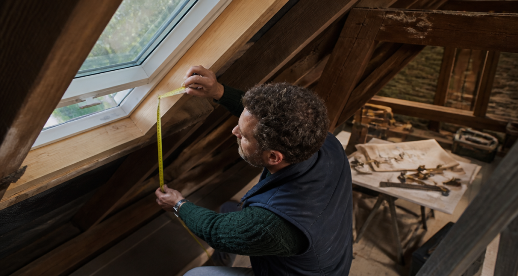 Artisan mesure dimension Velux dans combles