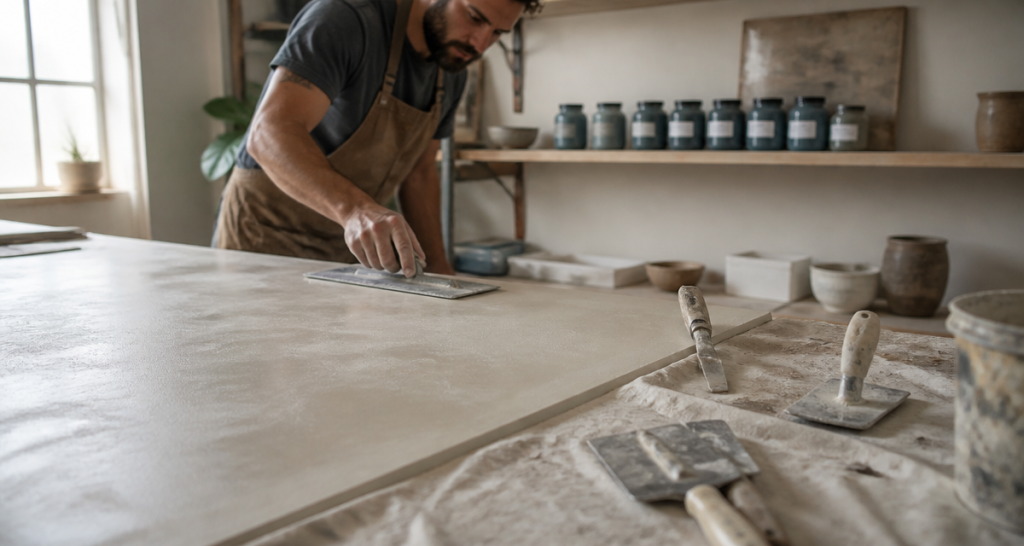 béton ciré prix artisan applique plan de travail