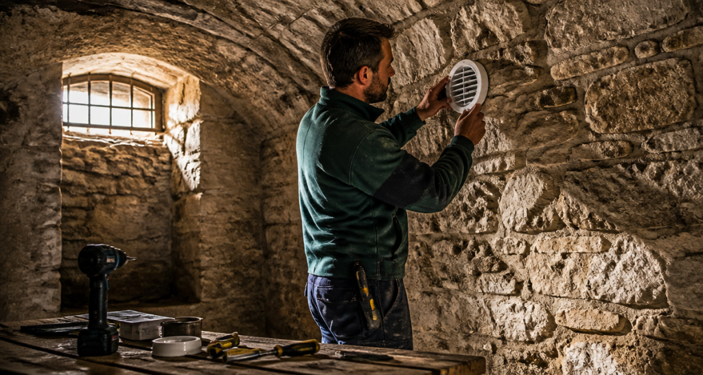 cave humide vmc artisan installe bouche